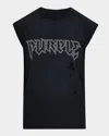Purple Men's Crackle Logo Tank Top In Black