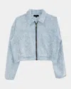 Purple Men's Crop Textured Pearl Jacket In Blue