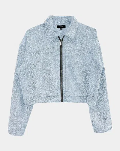 Purple Men's Crop Textured Pearl Jacket In Blue