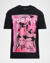 Purple Men's Displaced Logo Cotton T-shirt In Black