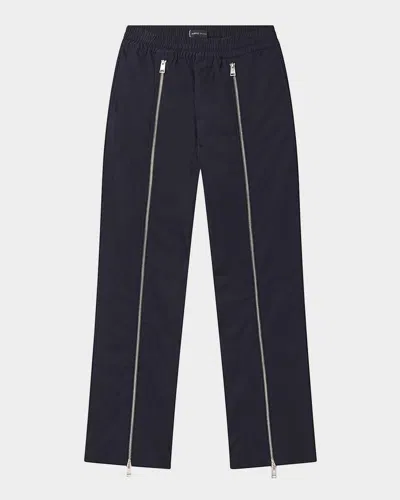Purple Men's Double Zip-front Track Pants In Black