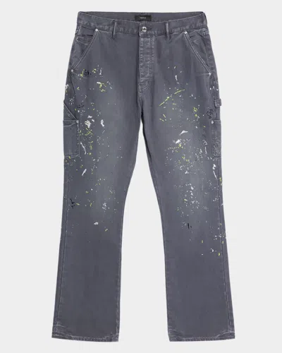 Purple Men's Embellished Paint Carpenter Jeans In Gray