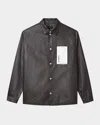 Purple Men's Embossed Monogram Snap Button-down Shirt In Brown
