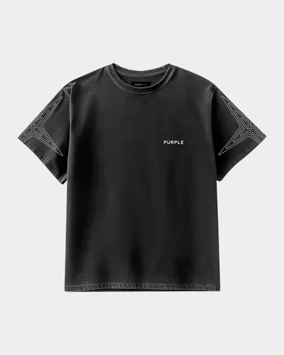 Purple Men's Embroidered Logo-print Jersey Tee