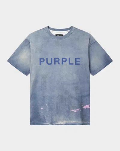 Purple Men's Faded Cotton Jersey Tee In Blue