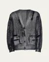 Purple Men's Foiled Wool Cardigan