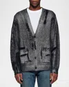 Purple Men's Foiled Wool Cardigan In Black