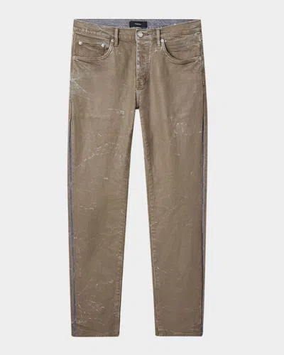 Purple Men's Fracture Coated Jeans In Brown