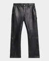 Purple Men's Grained Leather Snap-cuff Carpenter Pants In Black
