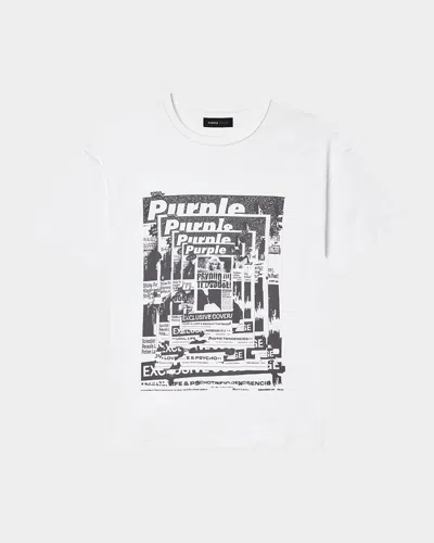 Purple Men's Graphic Jersey T-shirt In White