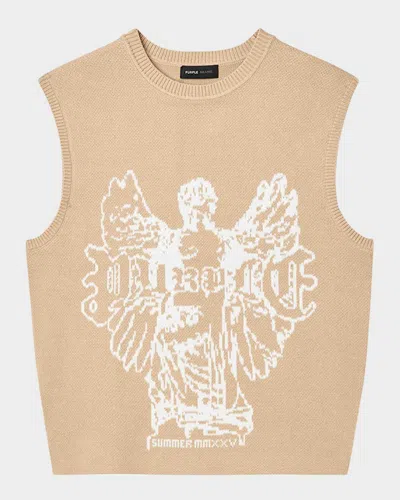 Purple Men's Guardian Jacquard Sweater Vest In Tan