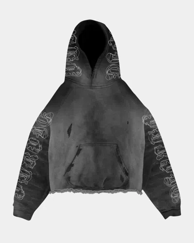 Purple Men's Heavyweight Cotton Sleeve-logo Hoodie In Black