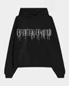 Purple Cotton Sweatshirt With Front Pocket And Hood In Black