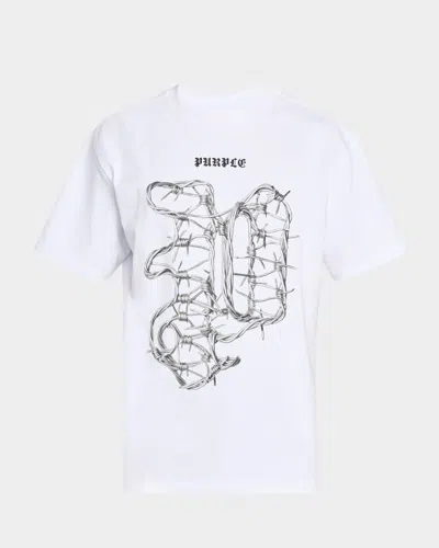 Purple Men's Jersey Barbed Wire Graphic Logo T-shirt In Multi