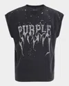 Purple Men's Jersey Crystal Logo Sleeveless T-shirt In Multi