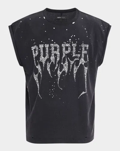 Purple Men's Jersey Crystal Logo Sleeveless T-shirt In Multi