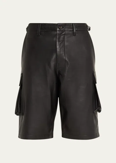 Purple Men's Leather Cargo Shorts