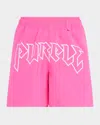 Purple Men's Logo Lettering Swim Shorts In Pink