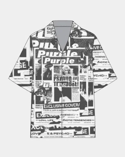 Purple Men's Lyocell Printed Camp Shirt In Multi