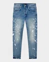 Purple Men's Manganese Paint Jeans In Mid Indigo