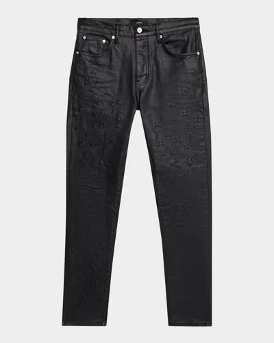 Purple Men's Mono Embroidered Skinny Jeans In Black