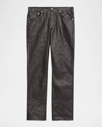 Purple Men's Monogram Embossed Five-pocket Skinny Jeans In Black