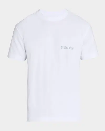 Purple Men's Nail Graphic Logo T-shirt In White