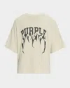 Purple Men's Oversized Graphic Logo T-shirt In Ecru