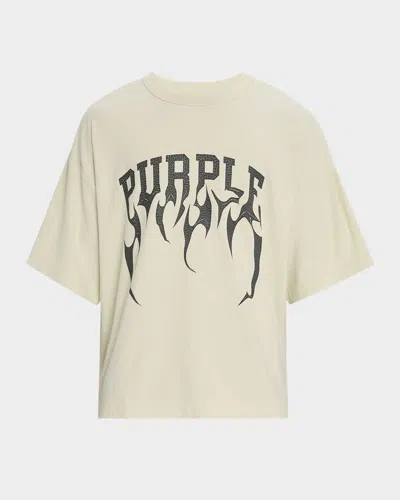 Purple Men's Oversized Graphic Logo T-shirt In Ecru