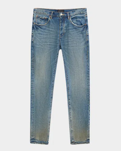 Purple Men's P001 Cracked Bronze Skinny Jeans In Dk Indigo