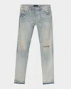 Purple Men's P001 Distressed Jeans In Lt Indigo