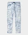 Purple Men's P001 Grunge-print Skinny Jeans