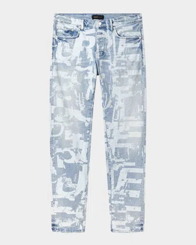 Purple Men's P001 Grunge-print Skinny Jeans