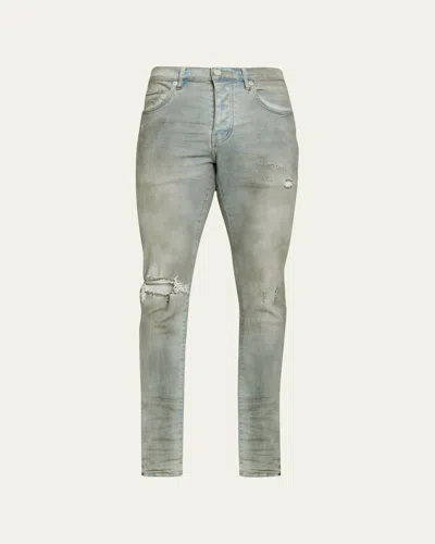 Purple Men's P001 Light Dirty Wax Skinny Jeans In Multi