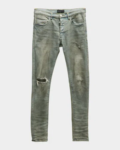 Purple Men's P001 Light Dirty Wax Skinny Jeans