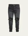 Purple Men's P002 Black Wash Blowout Slim Jeans In Black Wash