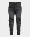 Purple Men's P002 Black Wash Blowout Slim Jeans In Black Wash