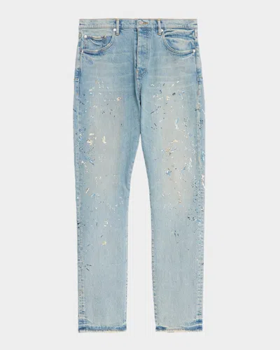 Purple Men's P005 Sequin Splatter Paint Jeans In Blue