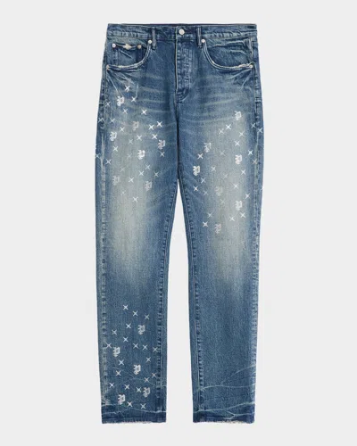 Purple Men's P005 Vintage Monogram Bling Jeans In Blue