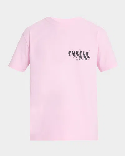 Purple Men's Painted Wordmark Jersey T-shirt In Pink