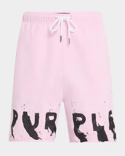 Purple Men's Painted Wordmark Sweat Shorts In Pink