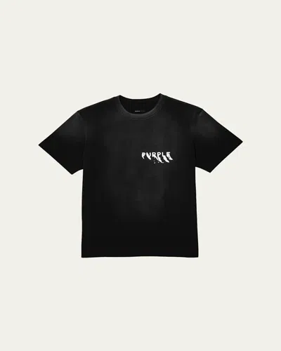 Purple Men's Painted Wordmark Tee In Black