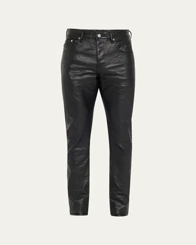 Purple Men's Patent Film Coated Skinny Jeans In Black