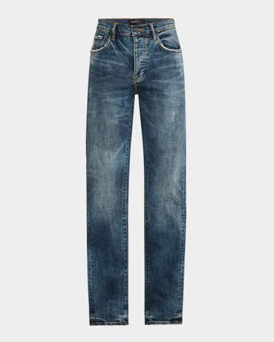 Purple Men's Perforated Skinny Jeans In Dk Indigo