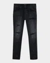 Purple Men's Reflective Paint Rip & Pair Denim Jeans In Black