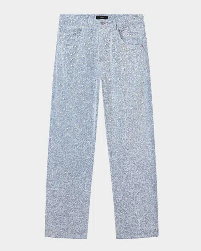Purple Men's Relaxed Fit Textured Pearl Jeans In Blue