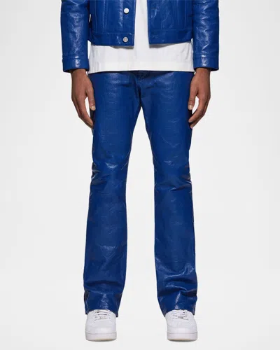 Purple Men's Relaxed Leather Pants In Blue
