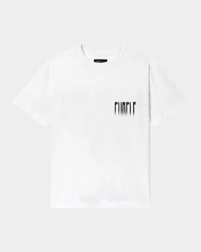 Purple Men's Short-sleeve Textured Blurred Logo Tee
