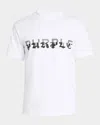 Purple Men's Split Logo Jersey T-shirt In White