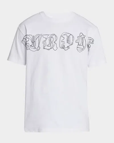 Purple Men's Stitched Logo Graphic T-shirt In White